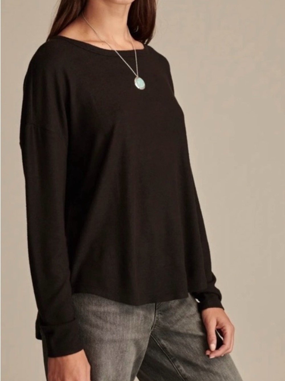 Lucky Brand Cloud Soft Black exposed seam sweater top lightweight small NWT